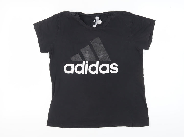 Adidas Women's Black XL T-Shirt, Short Sleeve, Cotton