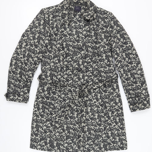 Marks and Spencer Women's Black Geometric Trench Coat, Size 14