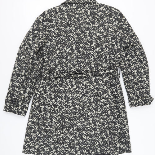 Marks and Spencer Women's Black Geometric Trench Coat, Size 14