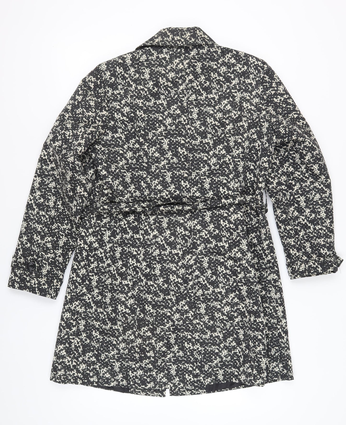 Marks and Spencer Women's Black Geometric Trench Coat, Size 14