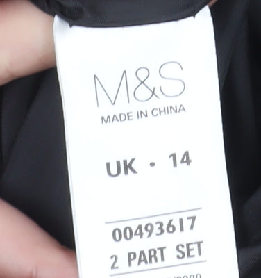 Marks and Spencer Women's Black Geometric Trench Coat, Size 14
