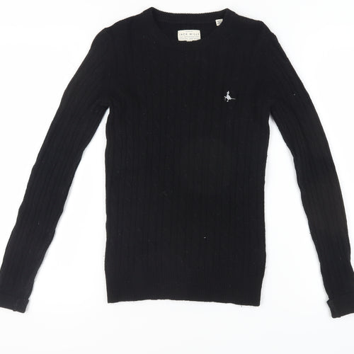 Jack Wills Women’s Black Cable-Knit Pullover Jumper Size 6