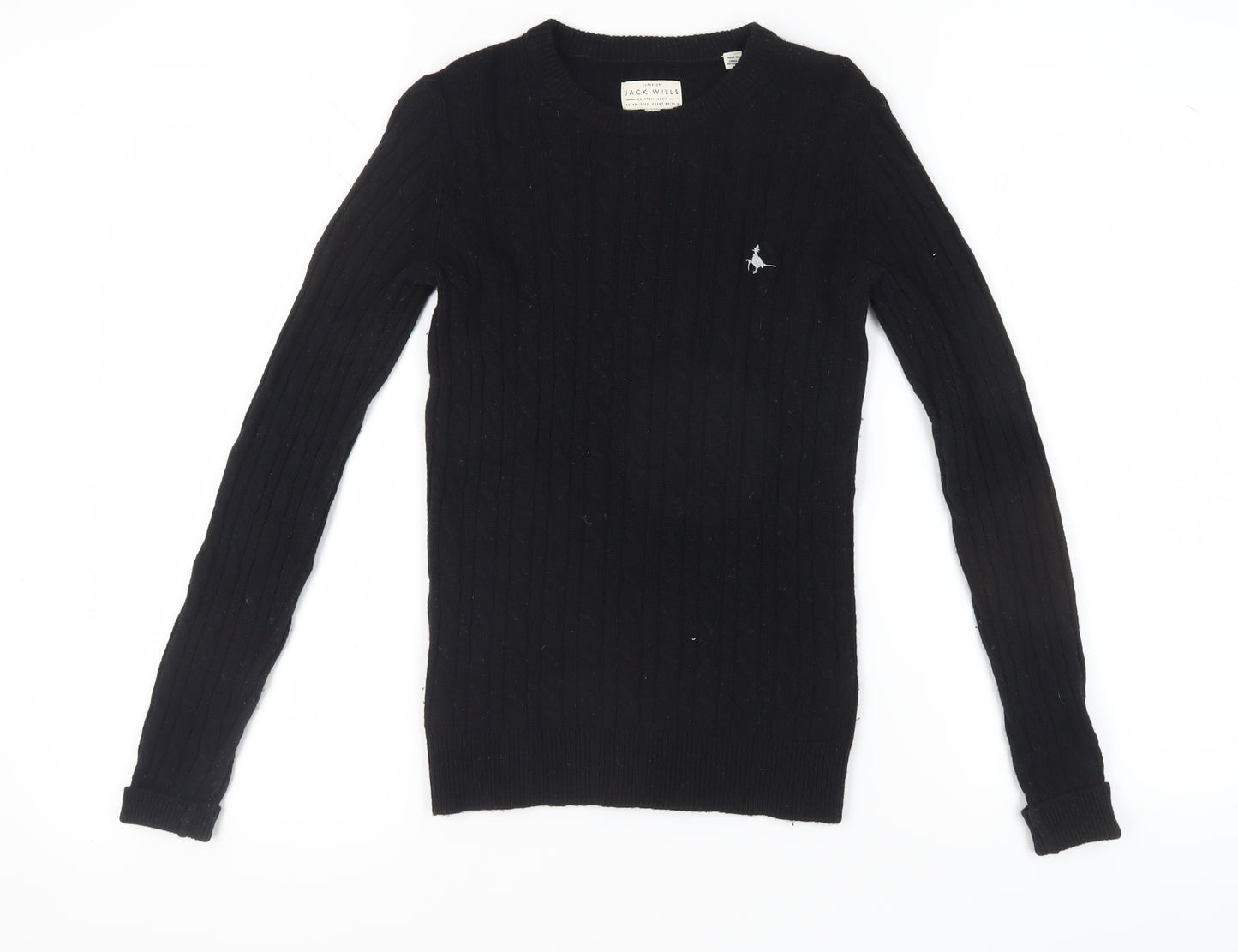 Jack Wills Women’s Black Cable-Knit Pullover Jumper Size 6