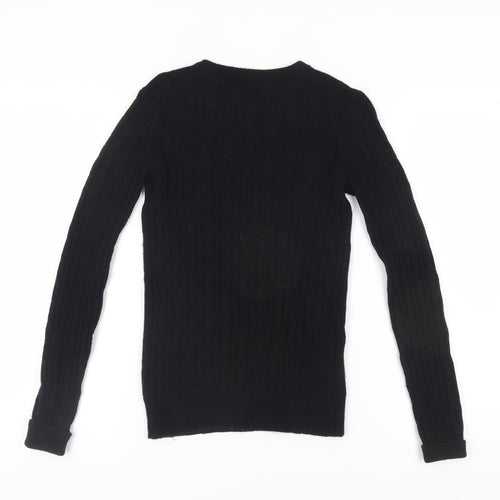Jack Wills Women’s Black Cable-Knit Pullover Jumper Size 6