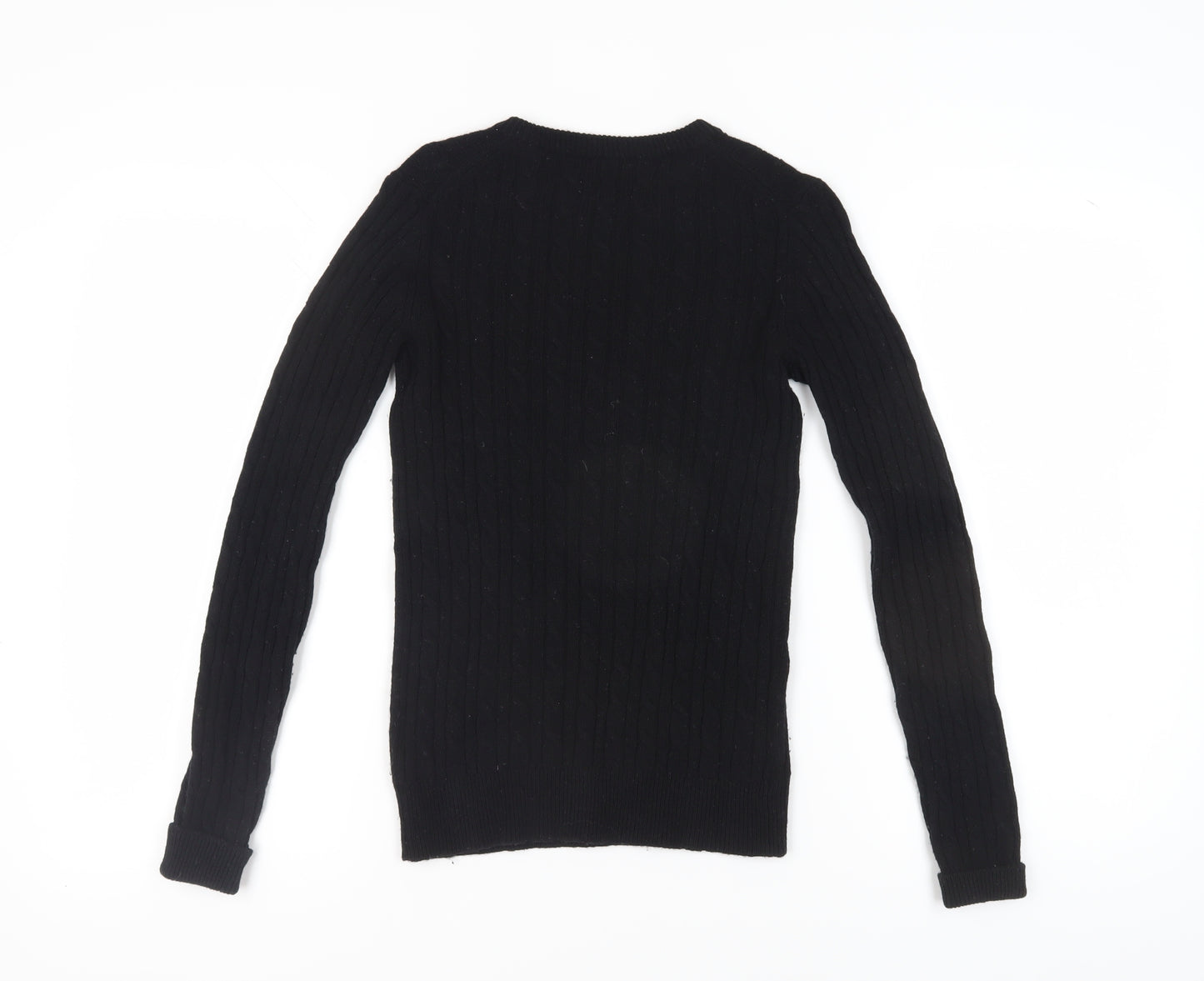 Jack Wills Women’s Black Cable-Knit Pullover Jumper Size 6