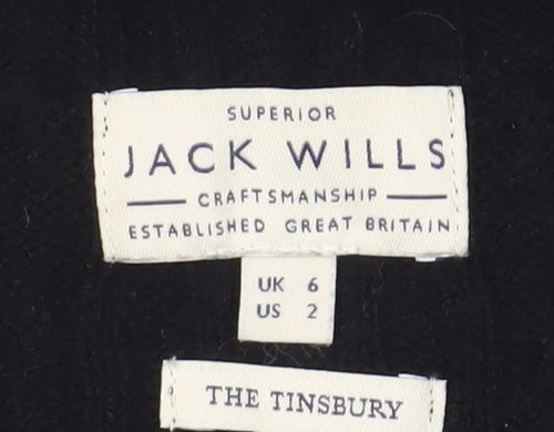 Jack Wills Women’s Black Cable-Knit Pullover Jumper Size 6