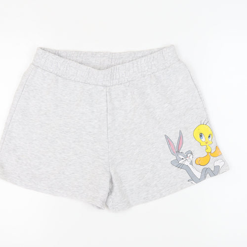 Primark Women's Grey Cartoon Sweat Shorts Size 12 Fun Casual