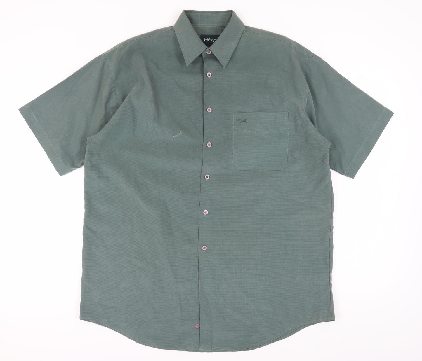 Wolsey Men's Green Short Sleeve Button-Up Shirt