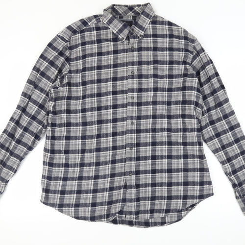 Marks and Spencer Men's Grey Check Flannel Shirt XL