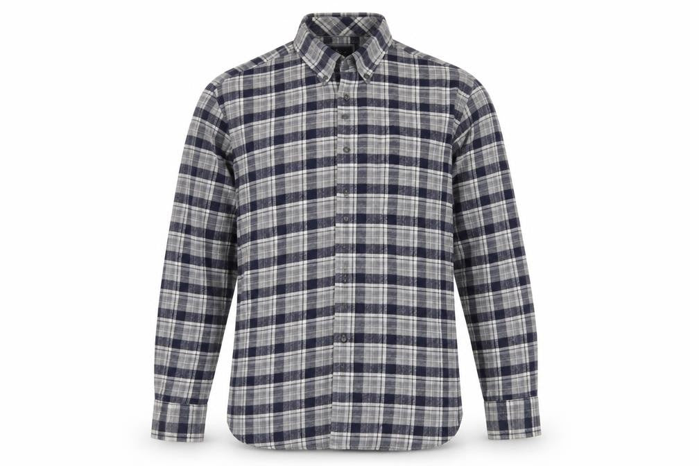 Front view of Marks & Spencer Men's Grey Check Flannel Shirt XL