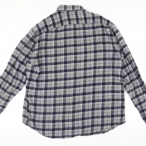 Marks and Spencer Men's Grey Check Flannel Shirt XL