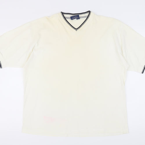 Lee Cooper Men's Ivory V-Neck T-Shirt, Size L