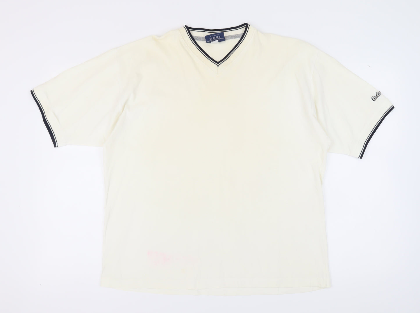 Lee Cooper Men's Ivory V-Neck T-Shirt, Size L