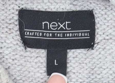 Next Grey Fair Isle Men's Hooded Pullover Jumper L