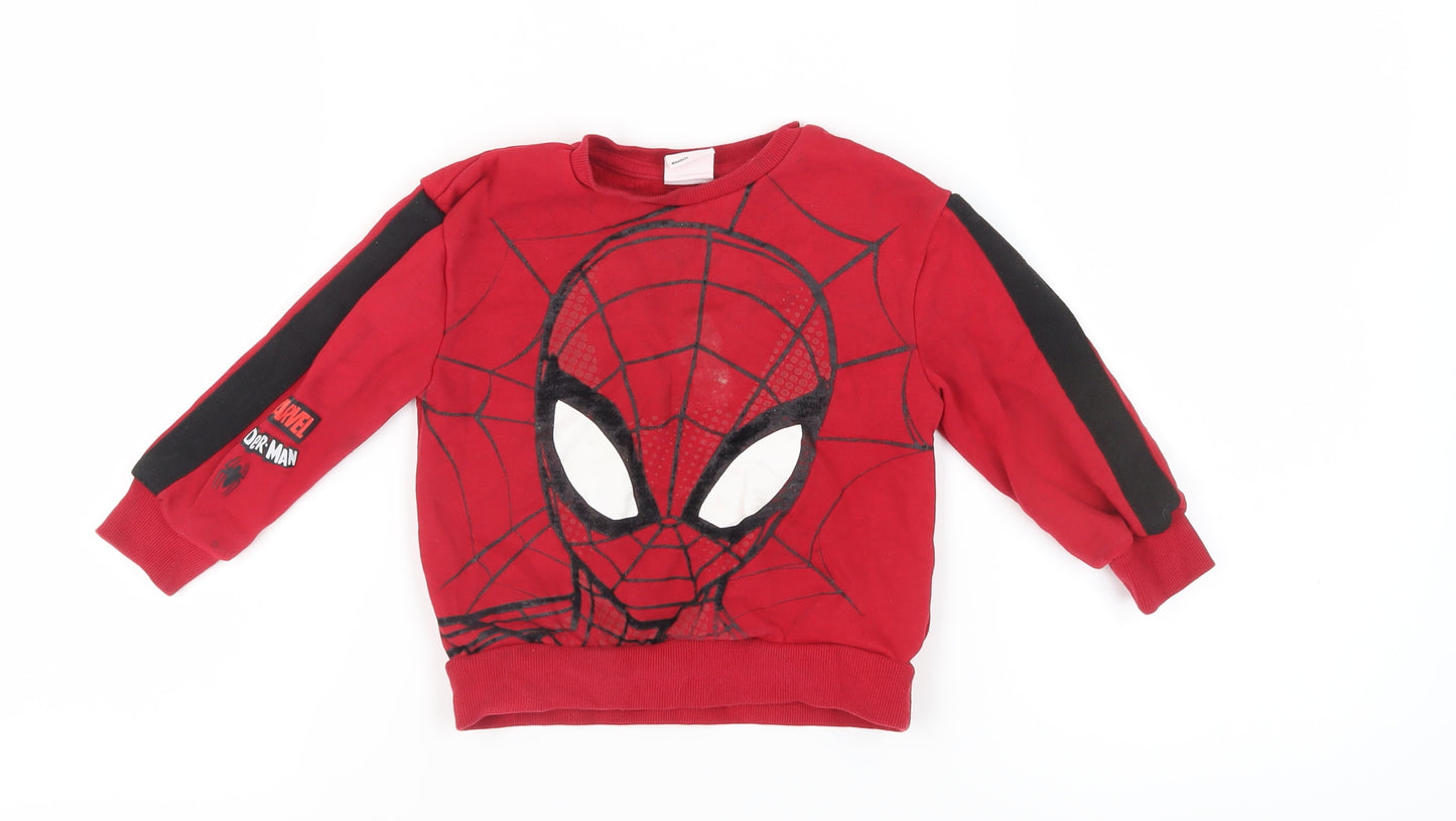 Marvel Boys Red Spiderman Pullover Sweatshirt 3-4 Years