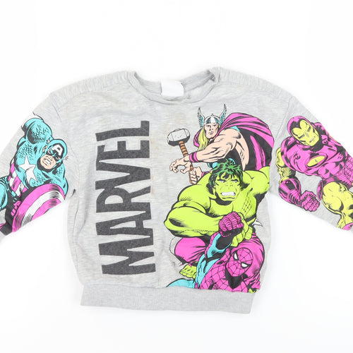 Marvel Boys Grey Graphic Print Sweatshirt Size 3-4 Years