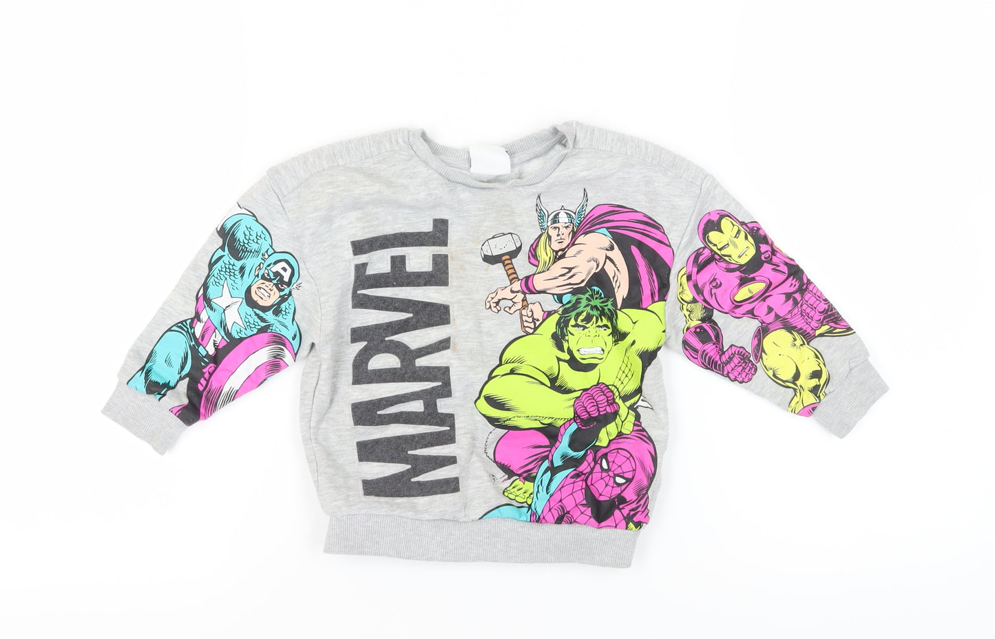 Marvel Boys Grey Graphic Print Sweatshirt Size 3-4 Years