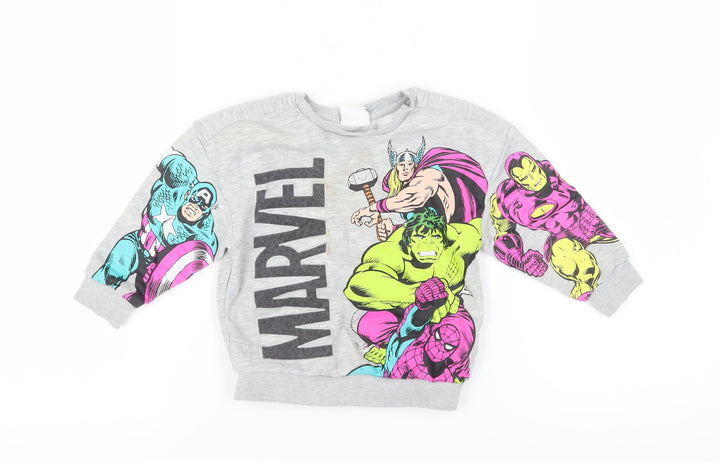 Marvel Boys Grey Graphic Print Sweatshirt Size 3-4 Years