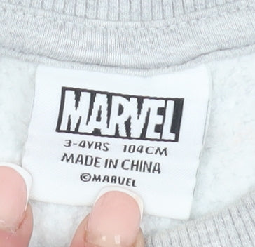 Marvel Boys Grey Graphic Print Sweatshirt Size 3-4 Years