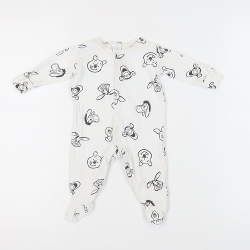 Disney Baby Unisex Babygrow 0-3 Months White Winnie the Pooh Print