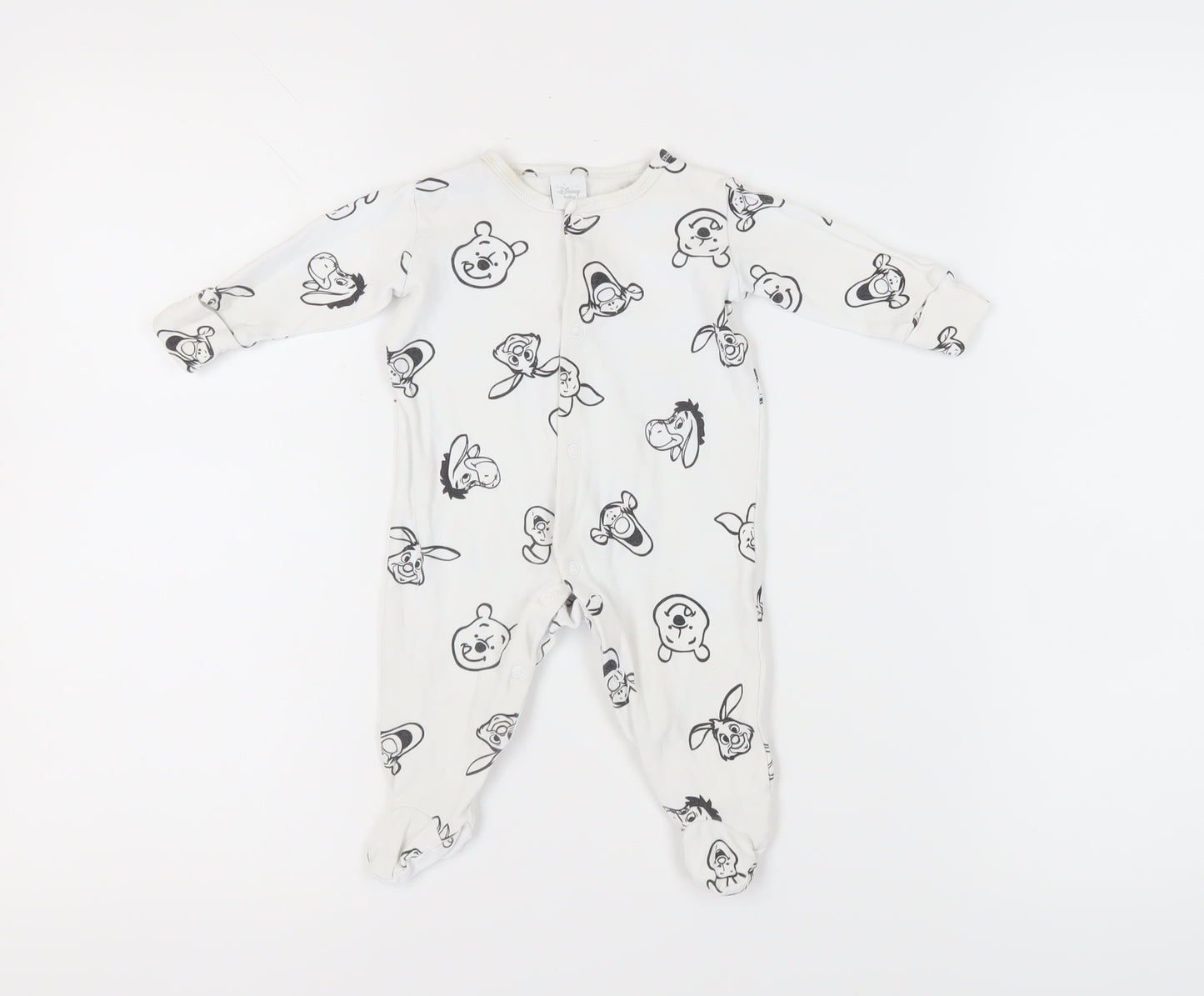 Disney Baby Unisex Babygrow 0-3 Months White Winnie the Pooh Print
