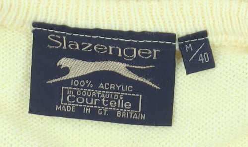 Slazenger Men's Yellow V-Neck Pullover Jumper M