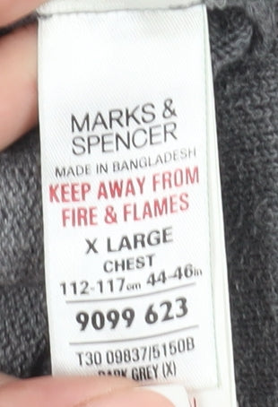 Marks and Spencer Men's XL Grey Cotton Pullover Jumper