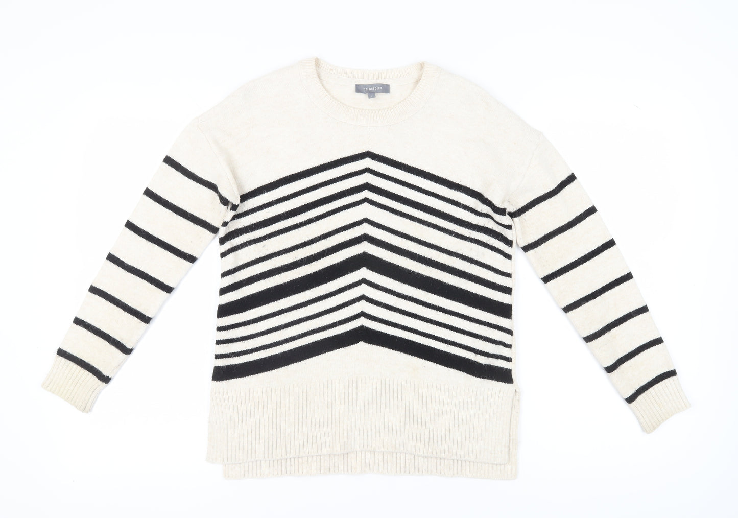 Principles Women's Beige Black Striped Pullover Jumper Size 8
