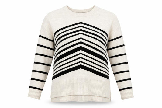 Front view of Principles Women's Beige Black Striped jumper, size 8