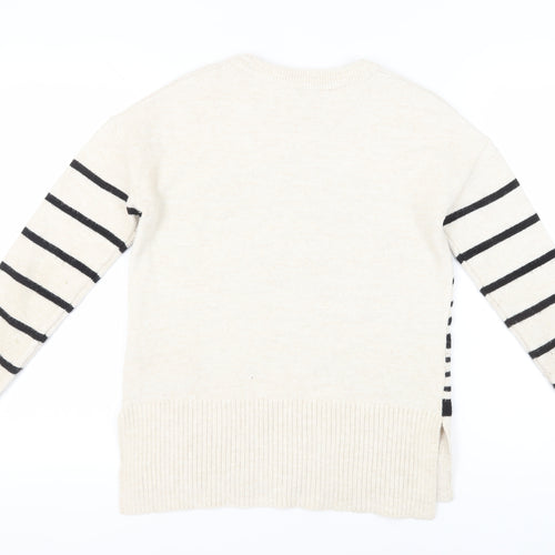Principles Women's Beige Black Striped Pullover Jumper Size 8