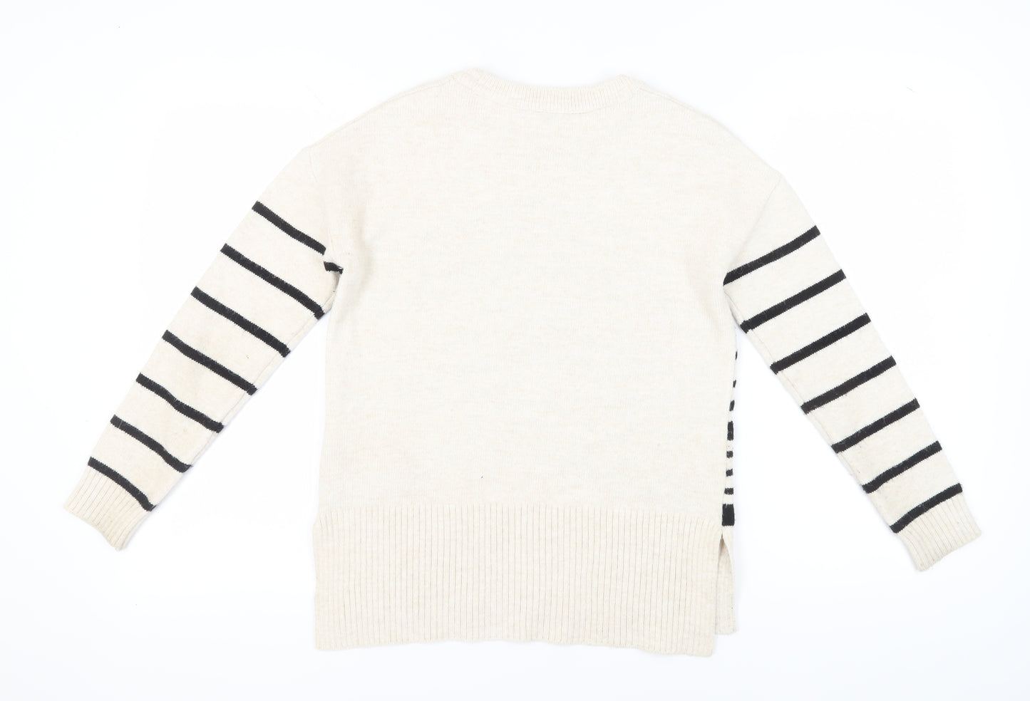 Principles Women's Beige Black Striped Pullover Jumper Size 8