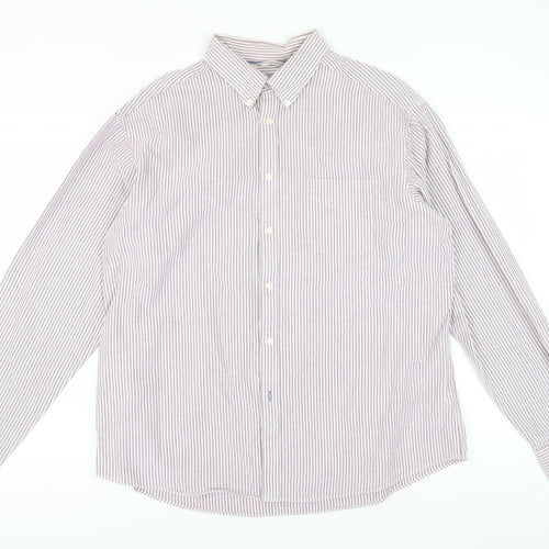 Marks and Spencer Men's XL Purple Striped Shirt