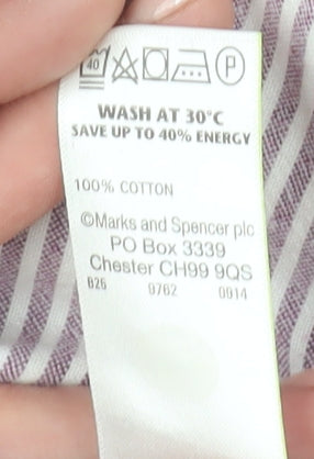 Marks and Spencer Men's XL Purple Striped Shirt