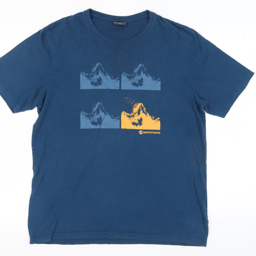 Montane Men's Blue Graphic T-Shirt, Large