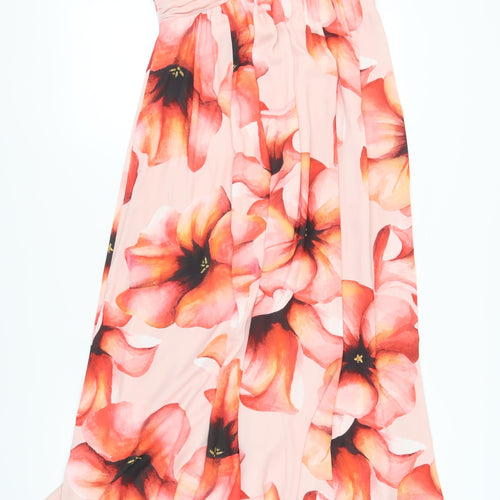 Monsoon Women's Pink Floral A-Line Strapless Dress, Size 12