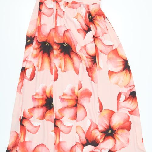 Monsoon Women's Pink Floral A-Line Strapless Dress, Size 12