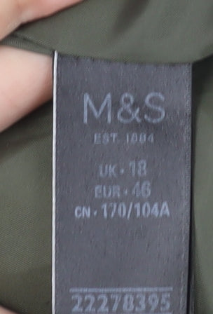 Marks and Spencer Women's Green Puffer Jacket Size 18