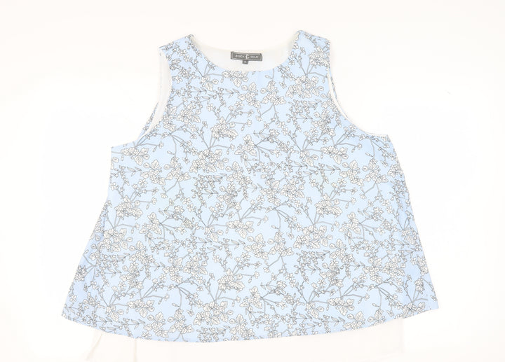 Jessica Graaf Women's Blue Floral Sleeveless Tank XL