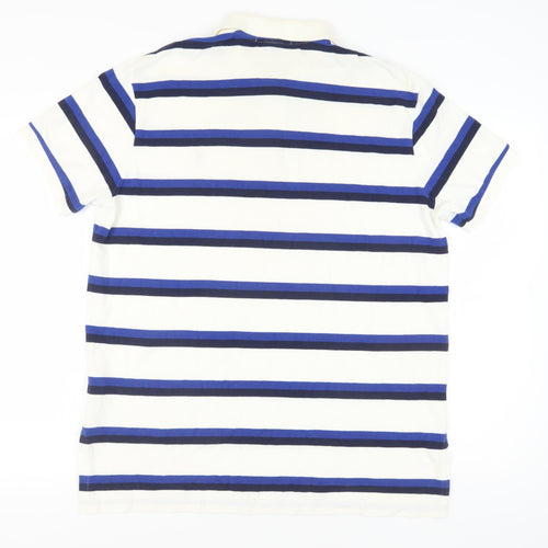 Ralph Lauren Men's XL Striped Polo Shirt White Blue