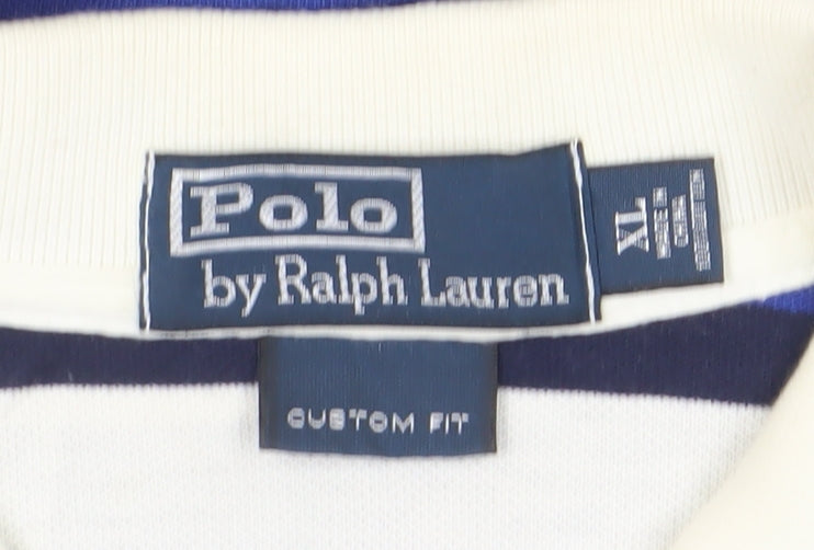Ralph Lauren Men's XL Striped Polo Shirt White Blue