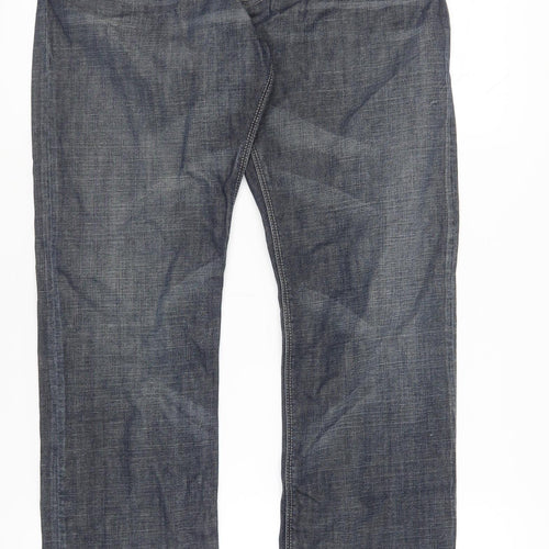 H&M Men's Blue Straight Jeans, Size 33, Dark Denim