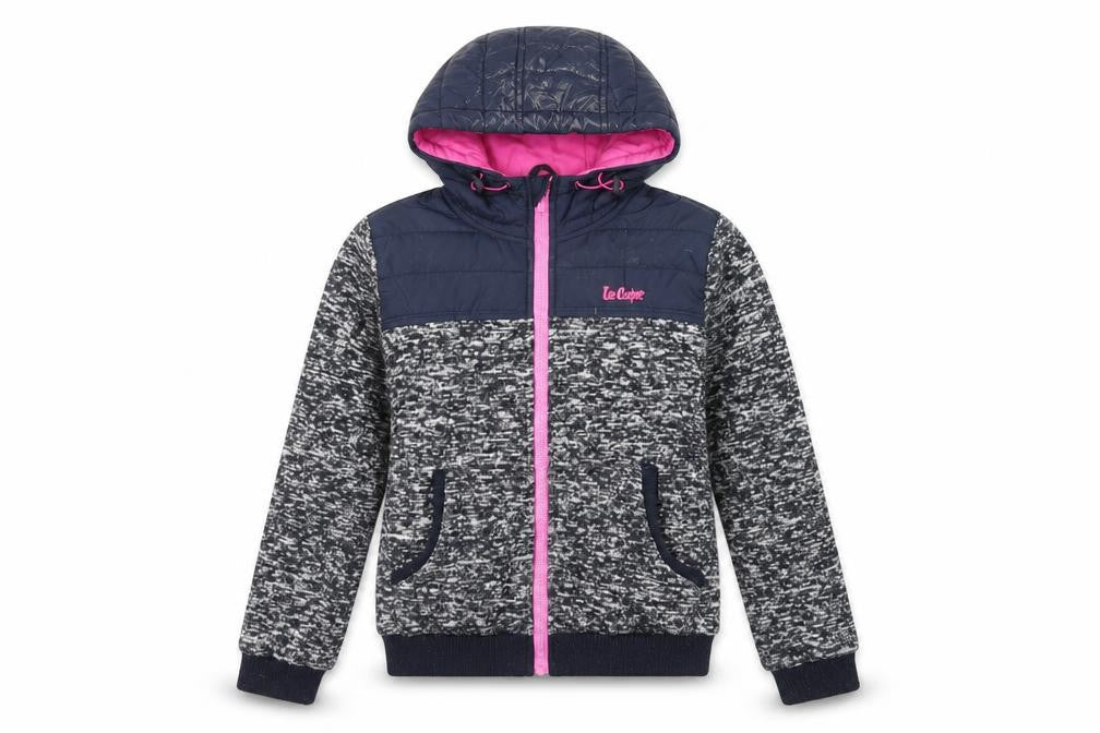 Front view of Lee Cooper Women's Blue Pink Bomber Jacket, size 10