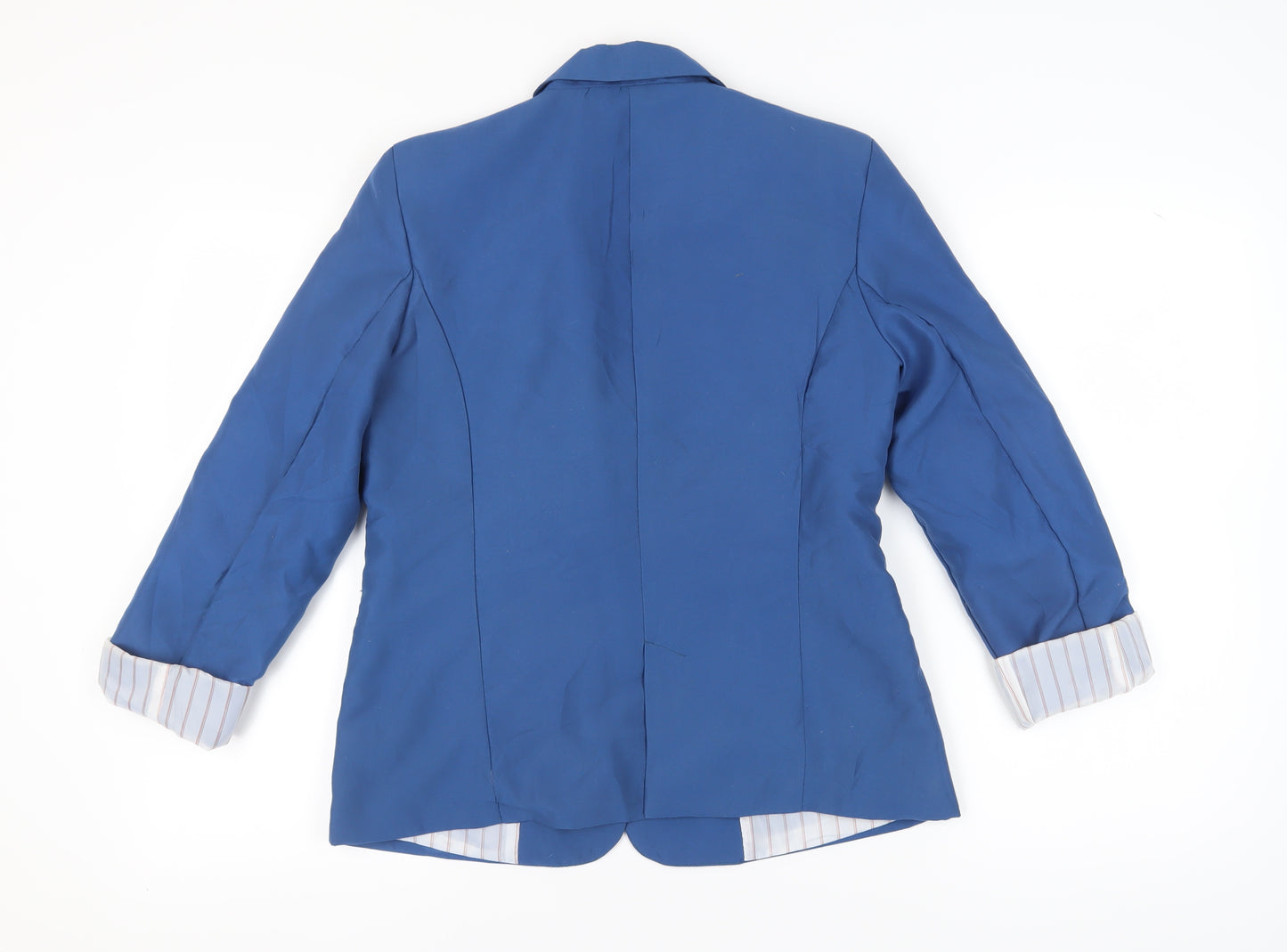 Zara Women Blue Blazer, Size L, Classic Single-Breasted