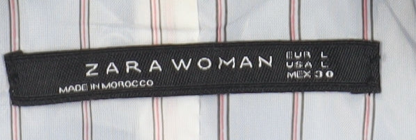 Zara Women Blue Blazer, Size L, Classic Single-Breasted