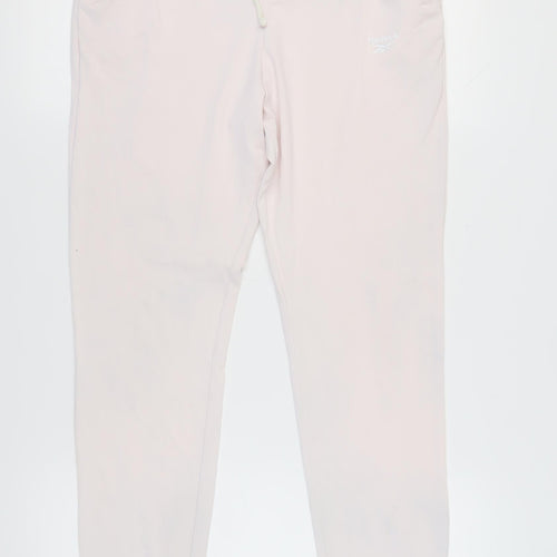 Reebok Women's Pink Jogger Trousers - Size M, Elastic Waist