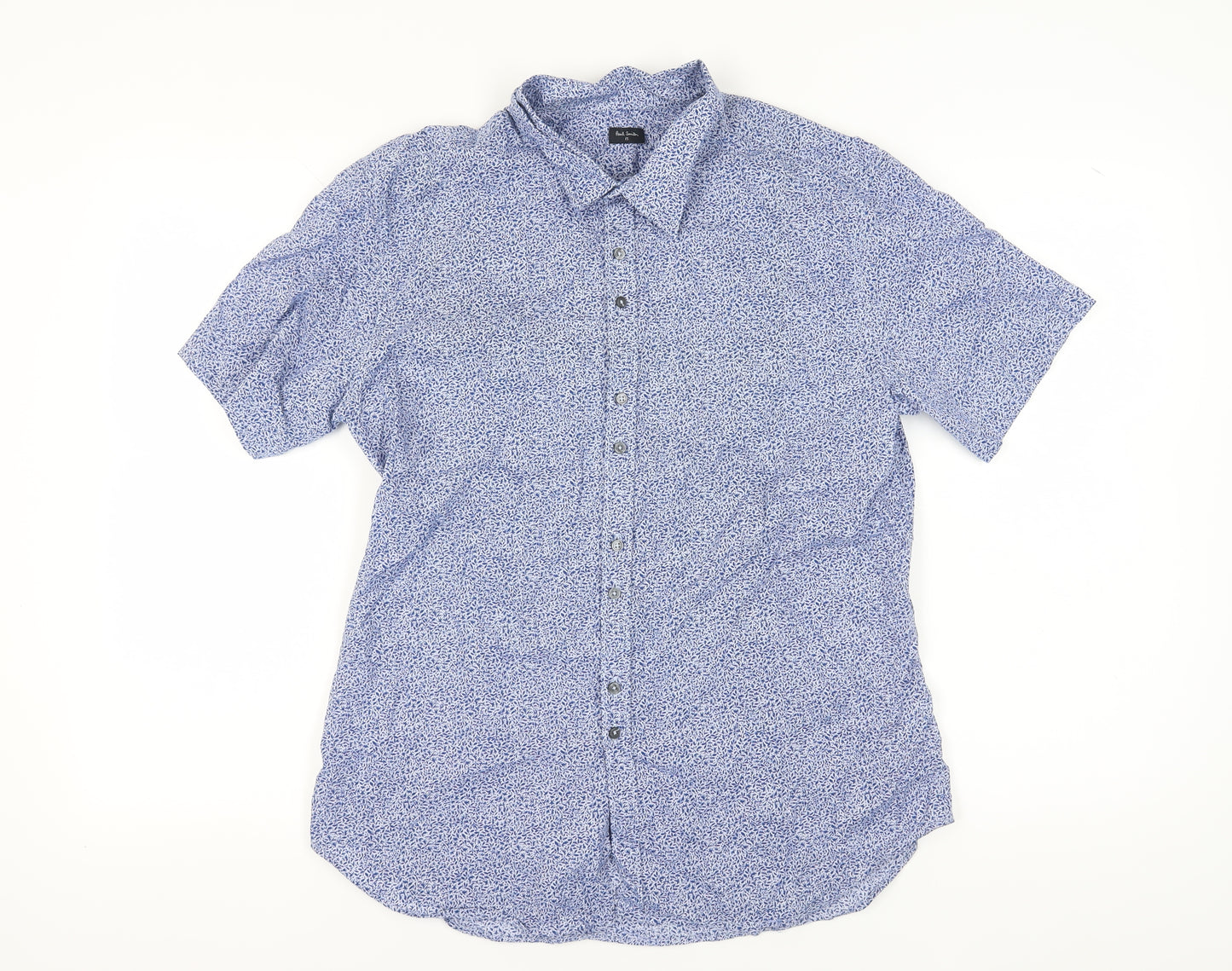 Paul Smith Men's Blue Floral XL Short Sleeve Shirt