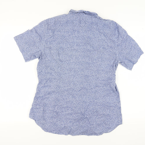 Paul Smith Men's Blue Floral XL Short Sleeve Shirt