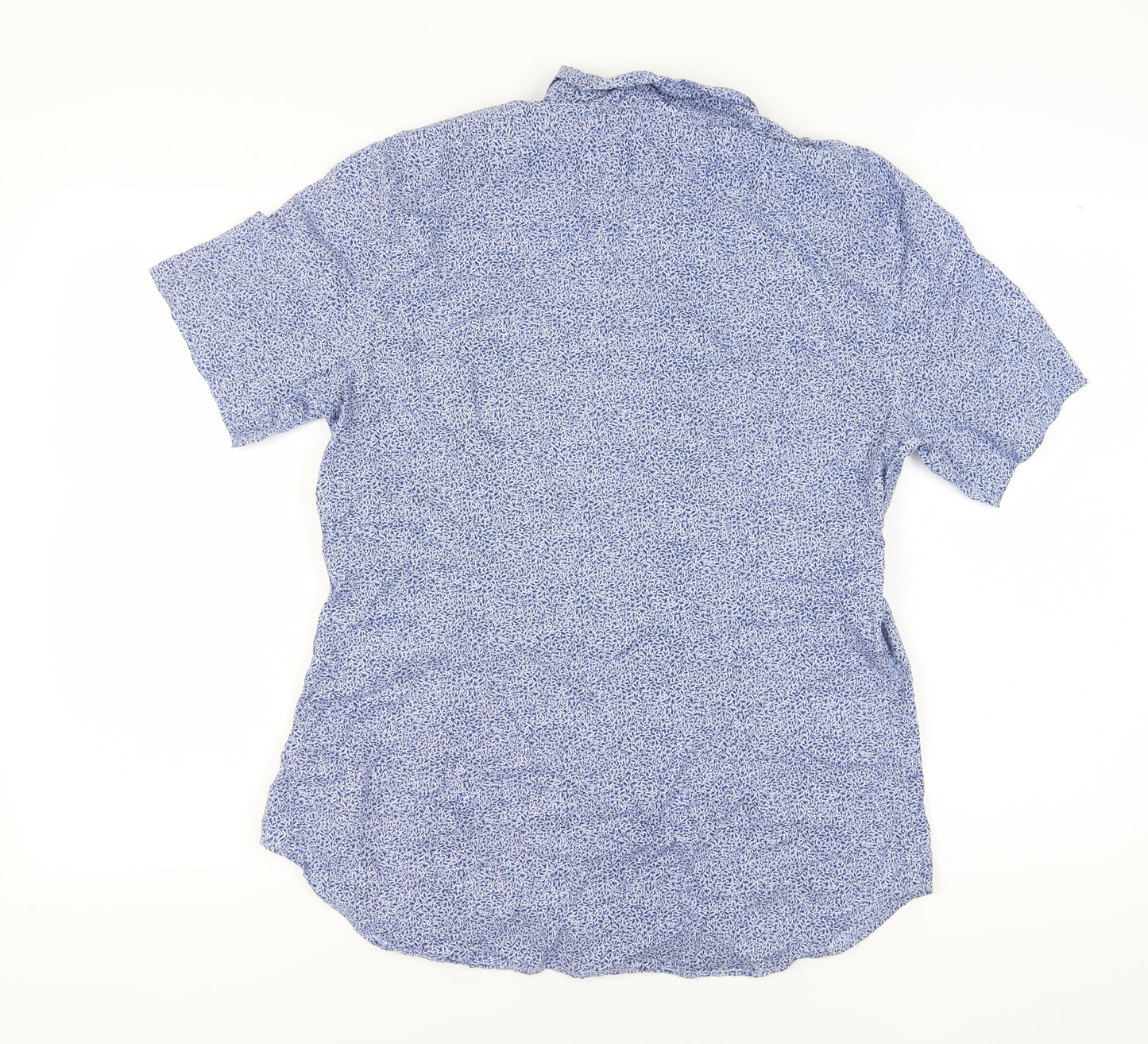 Paul Smith Men's Blue Floral XL Short Sleeve Shirt