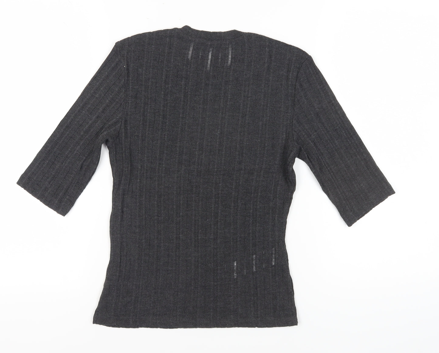 MNG Women's Black T-Shirt, Size M, 3/4 Sleeve, Casual
