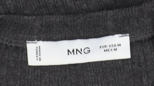MNG Women's Black T-Shirt, Size M, 3/4 Sleeve, Casual